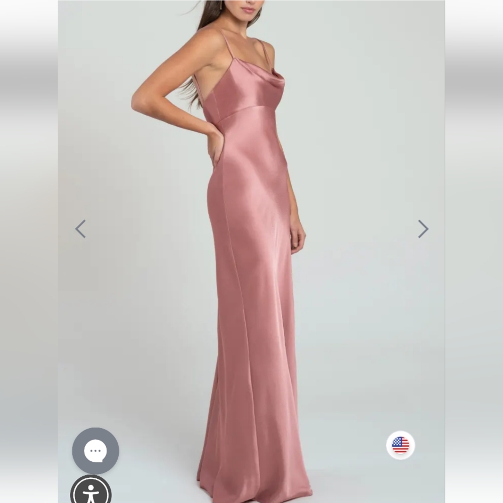 Jenny Yoo Addison Satin Slip Cowl Neck Bridesmaid Dress - Picture 3 of 15